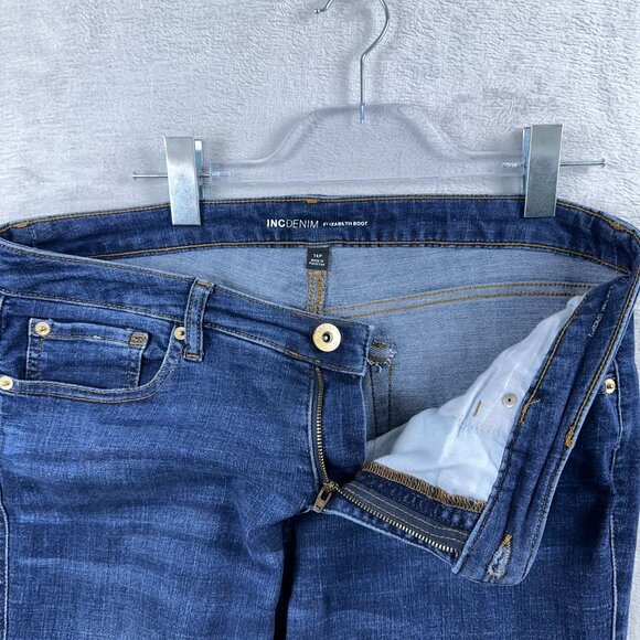 INC DENIM Womens Bootcut Jeans Stretch High Rise 5-Pocket Blue Size 14P - Picture 3 of 12